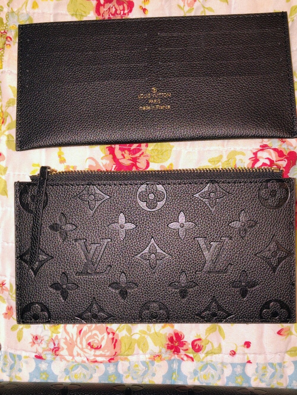 Louis Vuitton Black Embossed Monogram Chain Wallet & Pouch Set - Picture 3 of 9
